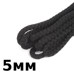 Шнур с сердечником 5мм,  Чёрный (плетено-вязанный, плотный)  в Альметьевске